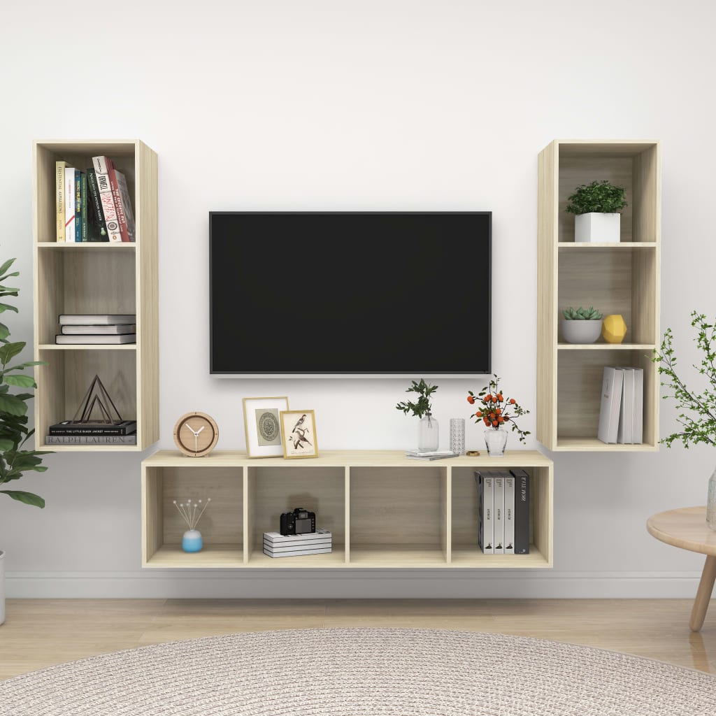 Tv Skříňky 3 Ks Bílé Dřevotříska