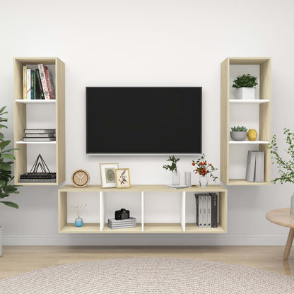 Tv Skříňky 3 Ks Bílé Dřevotříska