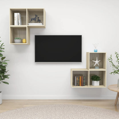 4Dílný Set Tv Skříněk Šedý Dřevotříska