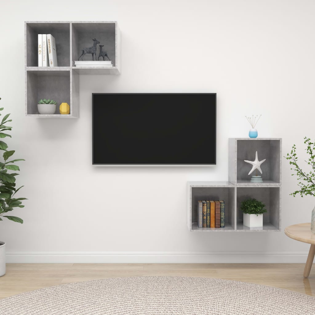 4Dílný Set Tv Skříněk Šedý Dřevotříska