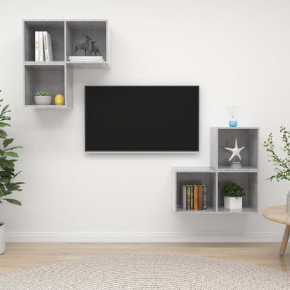 4Dílný Set Tv Skříněk Šedý Dřevotříska