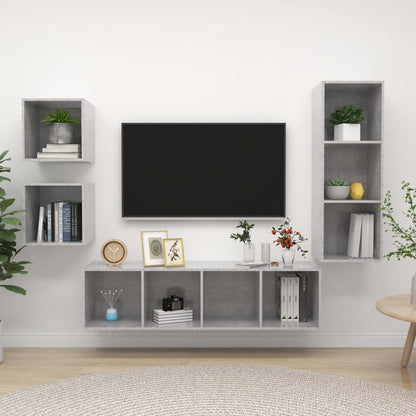 Nástěnné Tv Skříňky 4 Ks Šedé Dřevotříska