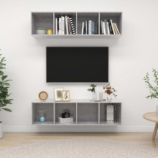 Nástěnné Tv Skříňky 2 Ks Betonově Šedé Dřevotříska