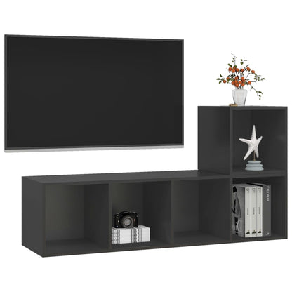 2Dílný Set Tv Skříněk Šedý Kompozitní Dřevo