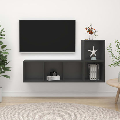 2Dílný Set Tv Skříněk Šedý Kompozitní Dřevo