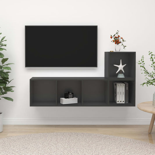 2Dílný Set Tv Skříněk Šedý Kompozitní Dřevo