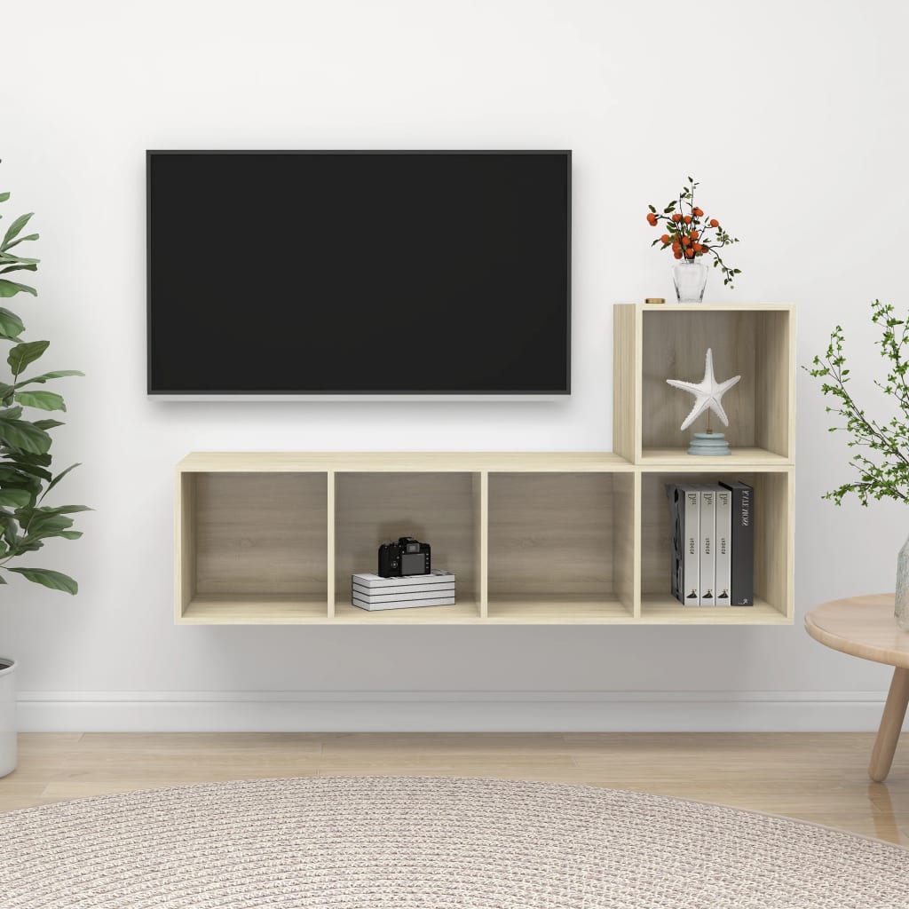 2Dílný Set Tv Skříněk Šedý Kompozitní Dřevo
