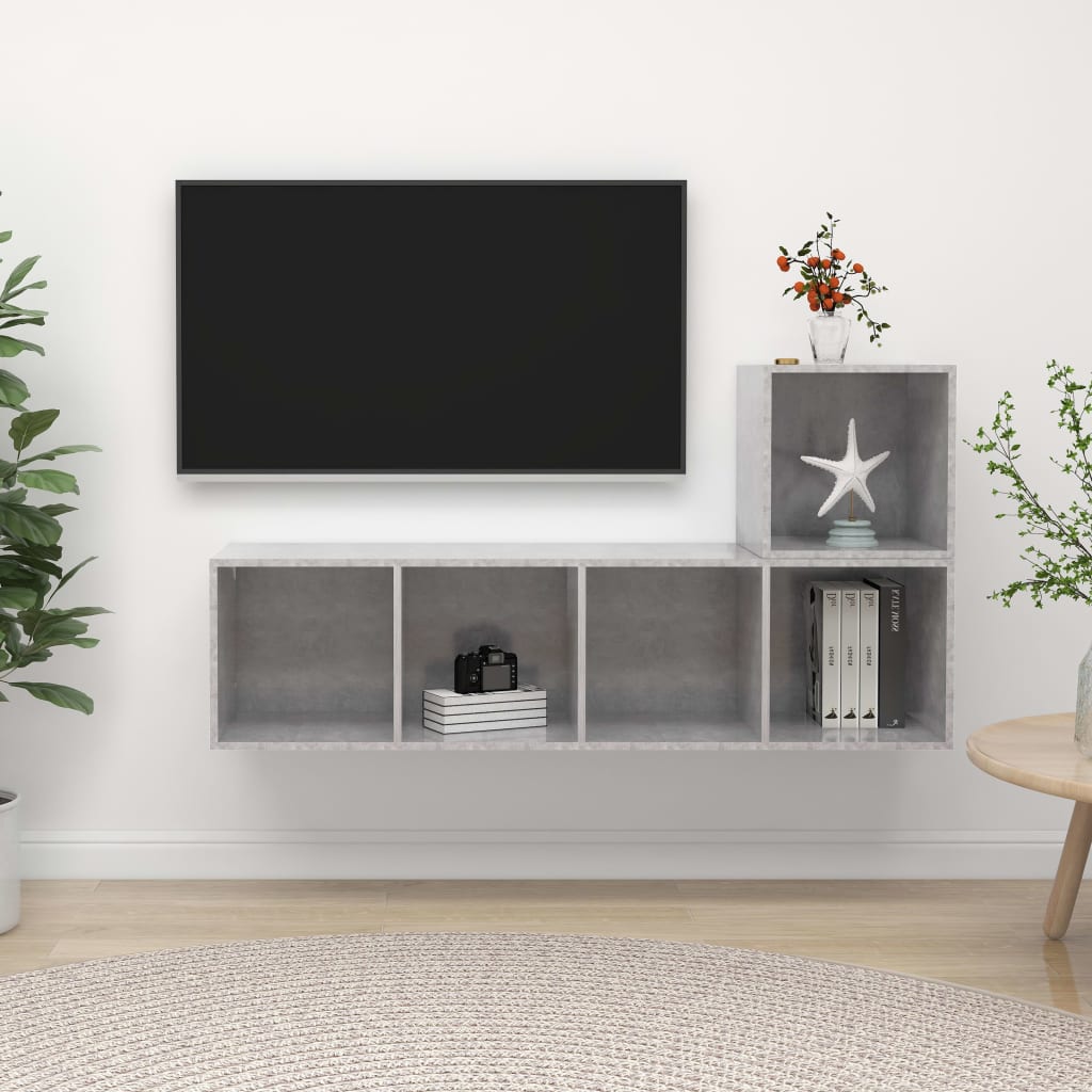 2Dílný Set Tv Skříněk Šedý Kompozitní Dřevo