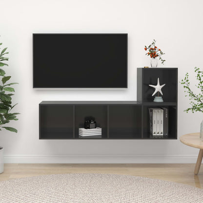 2Dílný Set Tv Skříněk Šedý Kompozitní Dřevo