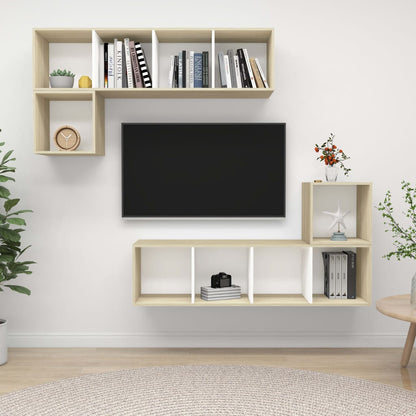 4Dílný Set Tv Skříněk Šedý Dřevotříska