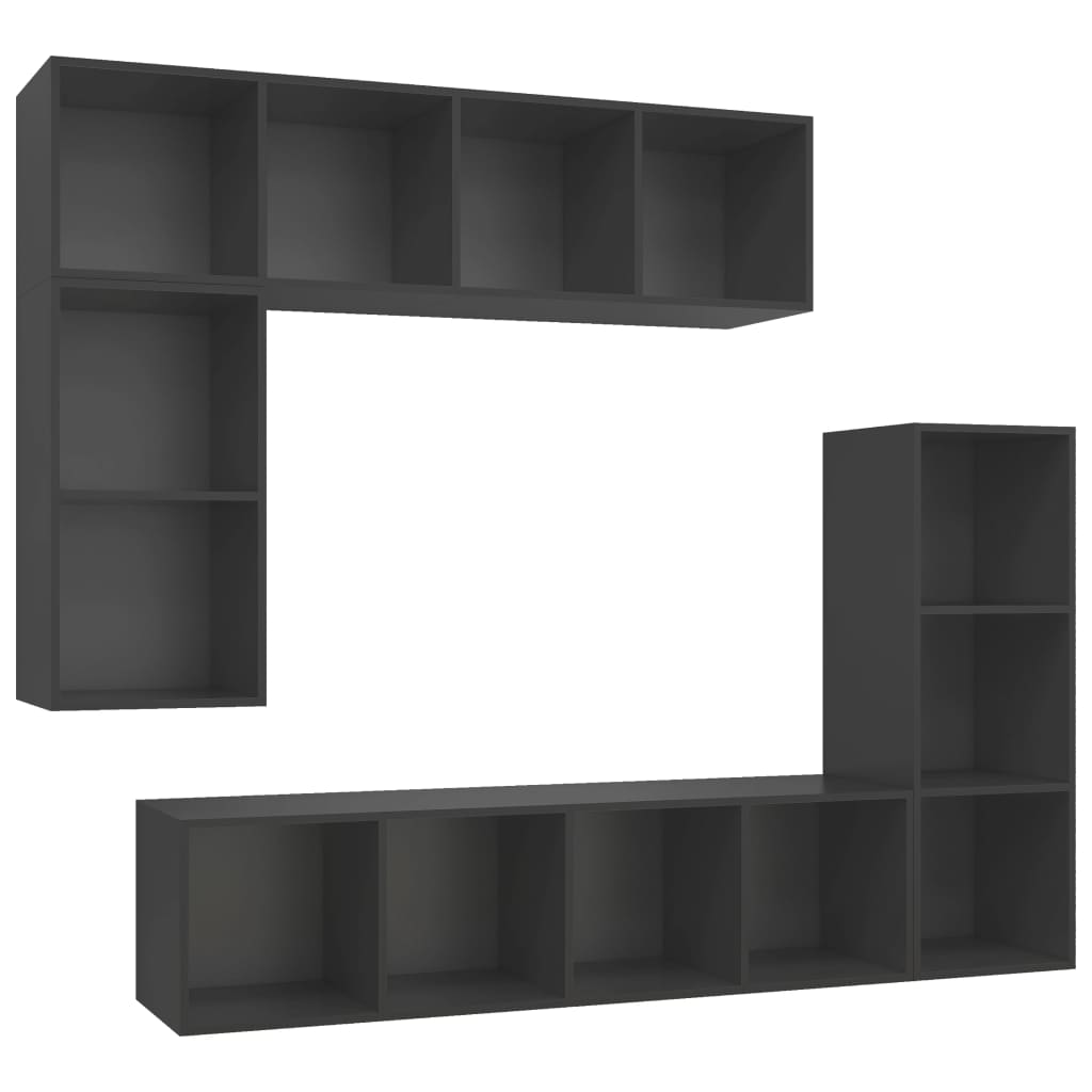 4Dílný Set Tv Skříněk Šedý Kompozitní Dřevo