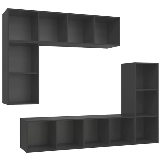 4Dílný Set Tv Skříněk Šedý Kompozitní Dřevo