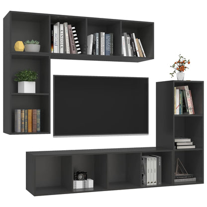 4Dílný Set Tv Skříněk Šedý Kompozitní Dřevo
