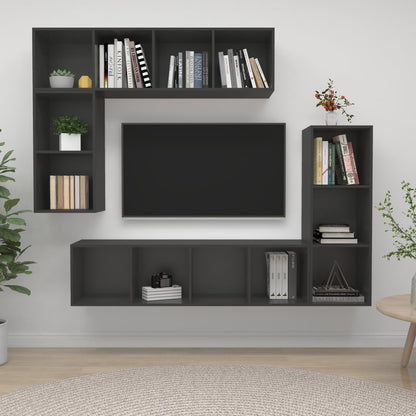4Dílný Set Tv Skříněk Šedý Kompozitní Dřevo