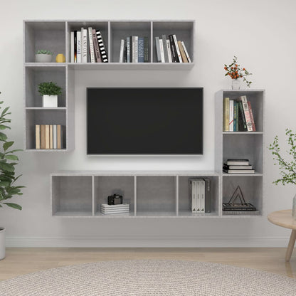 4Dílný Set Tv Skříněk Betonově Šedý Kompozitní Dřevo