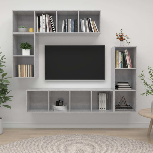 4Dílný Set Tv Skříněk Betonově Šedý Kompozitní Dřevo