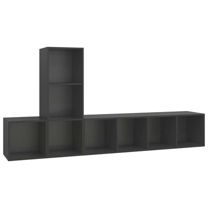 3Dílný Set Nástěnných Tv Skříněk Šedý Kompozitní Dřevo