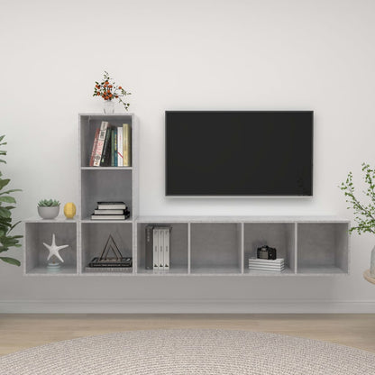 3Dílný Set Nástěnných Tv Skříněk Šedý Kompozitní Dřevo