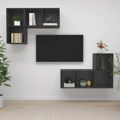 Nástěnné Tv Skříňky 4 Ks Šedé Kompozitní Dřevo