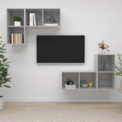 Nástěnné Tv Skříňky 4 Ks Šedé Kompozitní Dřevo