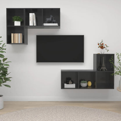 Nástěnné Tv Skříňky 4 Ks Šedé Kompozitní Dřevo