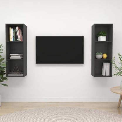 Nástěnné Tv Skříňky 2 Ks Betonově Šedé Dřevotříska