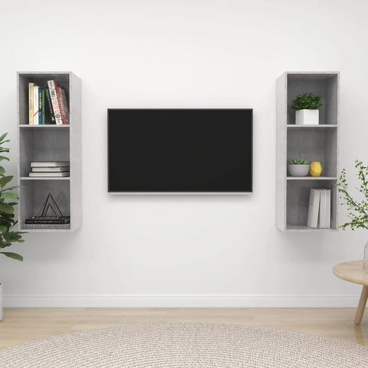 Nástěnné Tv Skříňky 2 Ks Betonově Šedé Dřevotříska