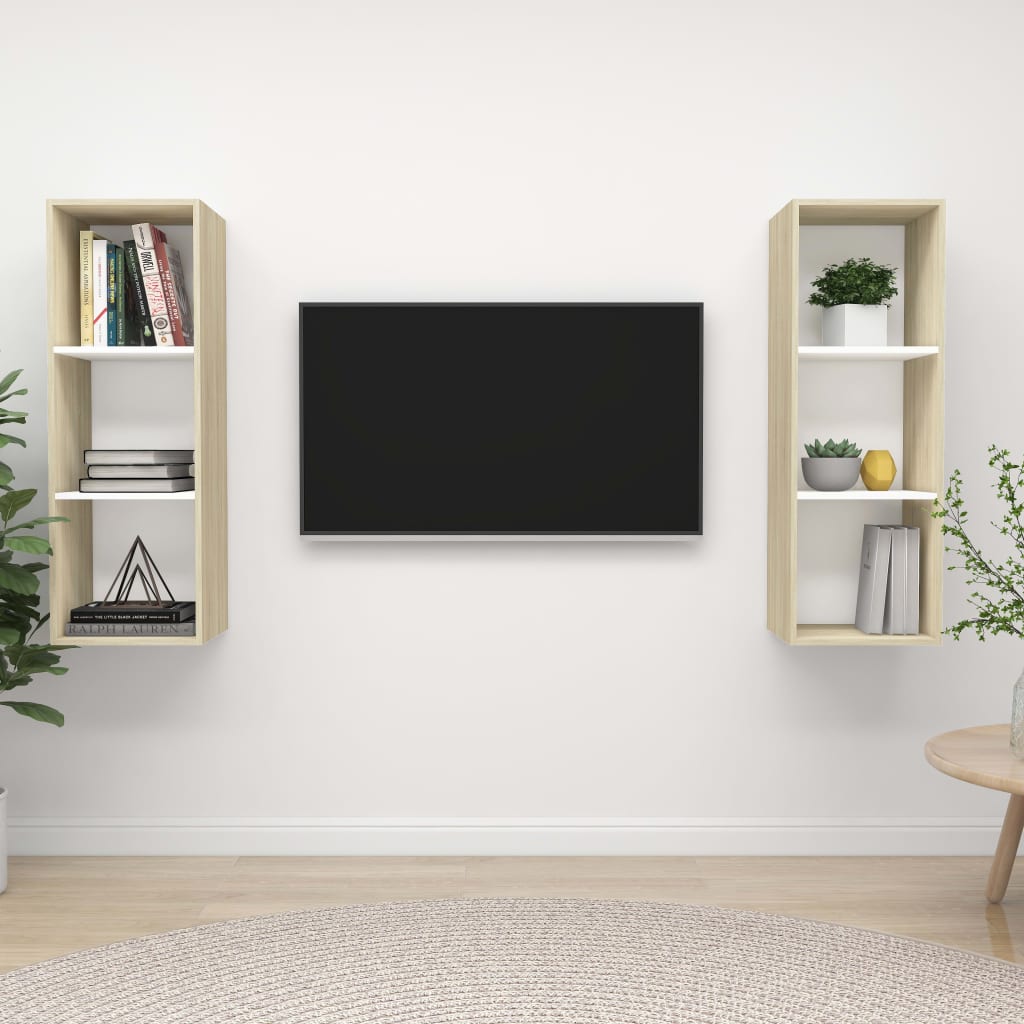 Nástěnné Tv Skříňky 2 Ks Betonově Šedé Dřevotříska