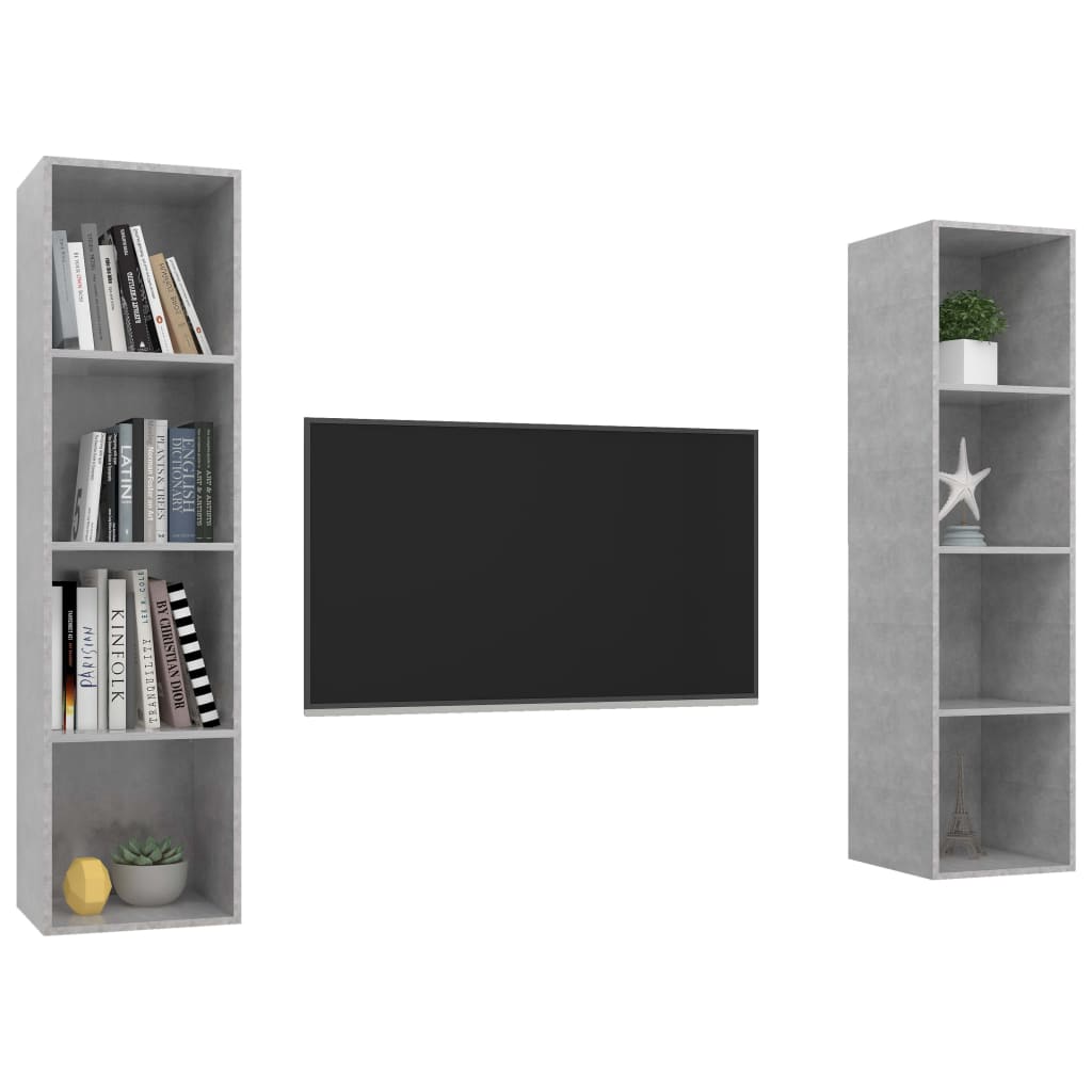 Nástěnné Tv Skříňky 2 Ks Betonově Šedé Dřevotříska