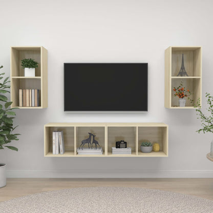 Nástěnné Tv Skříňky 4 Ks Šedé Kompozitní Dřevo