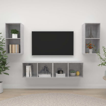 Nástěnné Tv Skříňky 4 Ks Šedé Kompozitní Dřevo