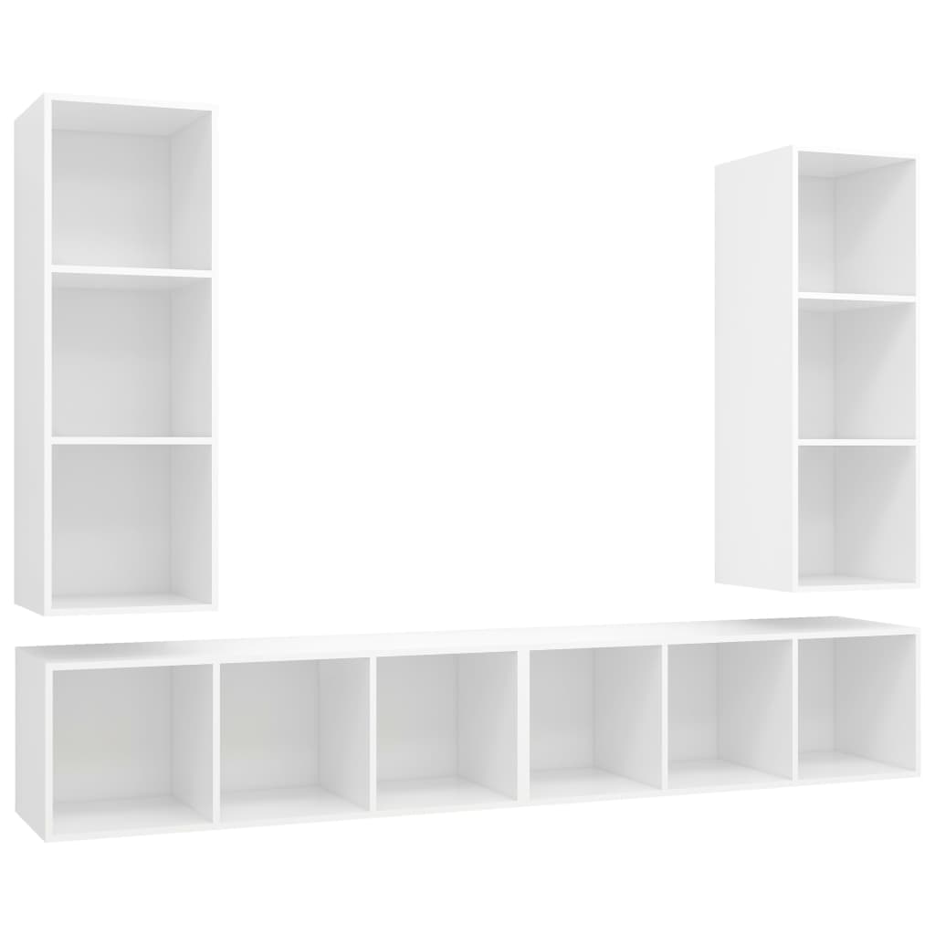 Nástěnné Tv Skříňky 4 Ks Bílé Dřevotříska