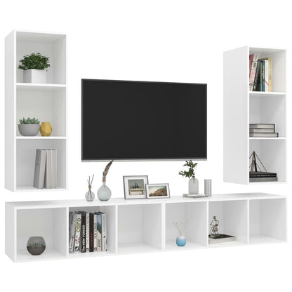 Nástěnné Tv Skříňky 4 Ks Bílé Dřevotříska