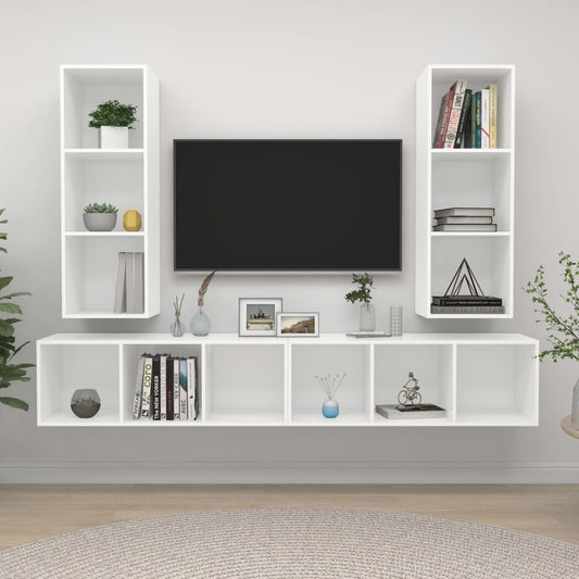 Nástěnné Tv Skříňky 4 Ks Bílé Dřevotříska