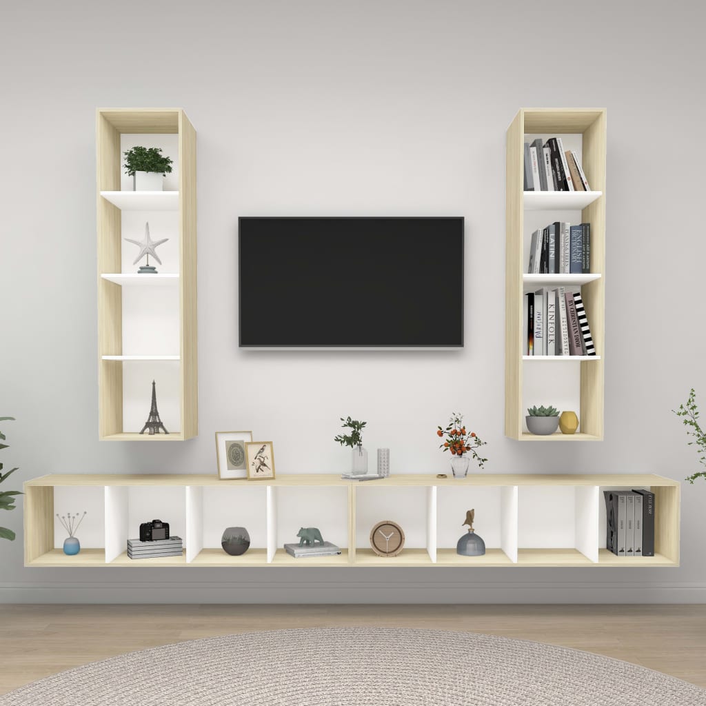 Nástěnné Tv Skříňky 4 Ks Kompozitní Dřevo