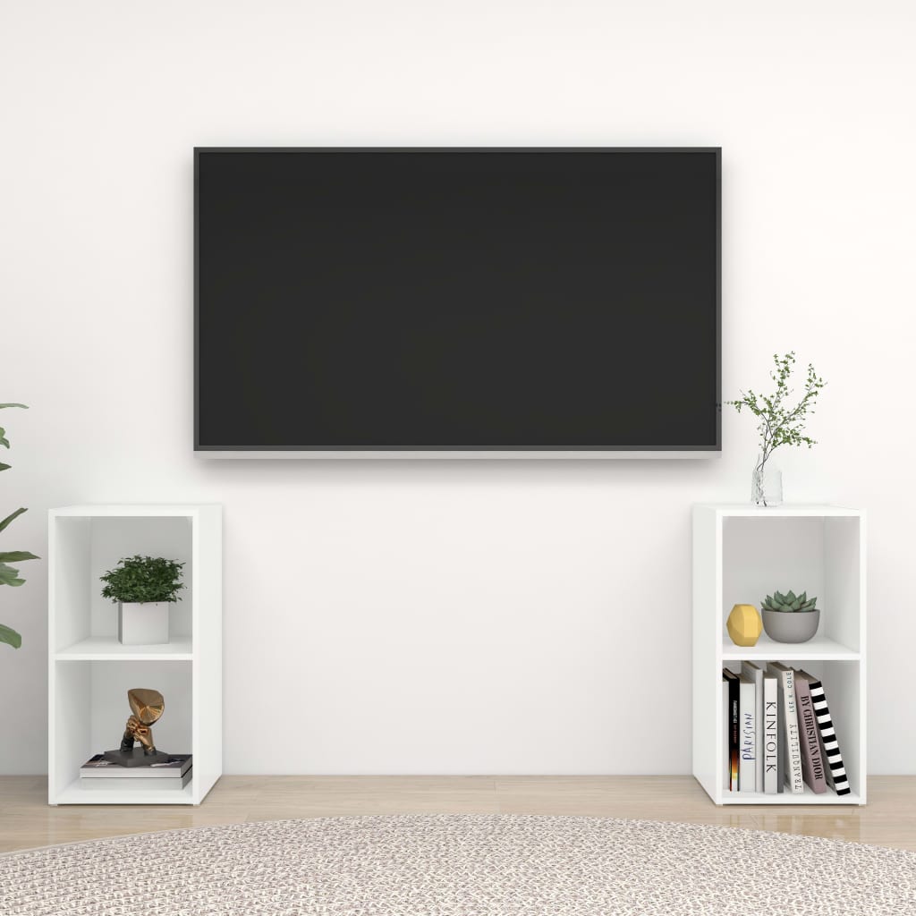 Tv Skříňky 2 Ks Bílé 72 X 35 X 36,5 Cm Kompozitní Dřevo