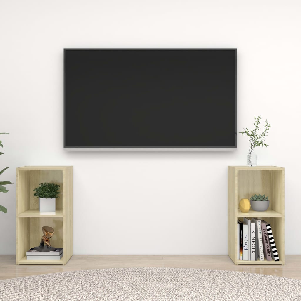 Tv Skříňky 2 Ks 72 X 35 X 36,5 Cm Kompozitní Dřevo Dub Sonoma
