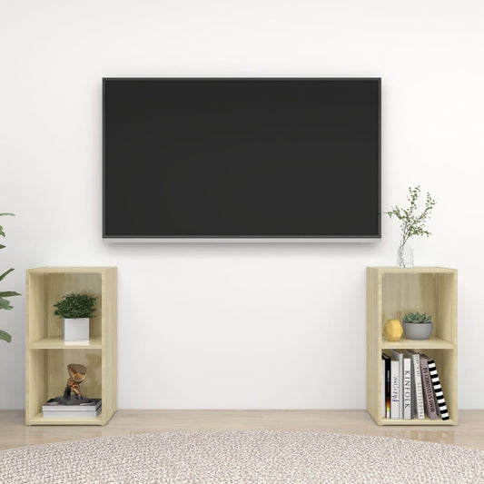 Tv Skříňky 2 Ks 72 X 35 X 36,5 Cm Kompozitní Dřevo Dub Sonoma