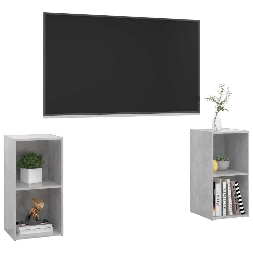 Tv Skříňky 2 Ks Betonově Šedé 72X35X36,5 Cm Kompozitní Dřevo Betonová Šedá