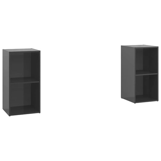 Tv Skříňky 2 Ks Šedé Vysoký Lesk 72X35X36,5 Cm Kompozitní Dřevo Šedá S Vysokým Leskem