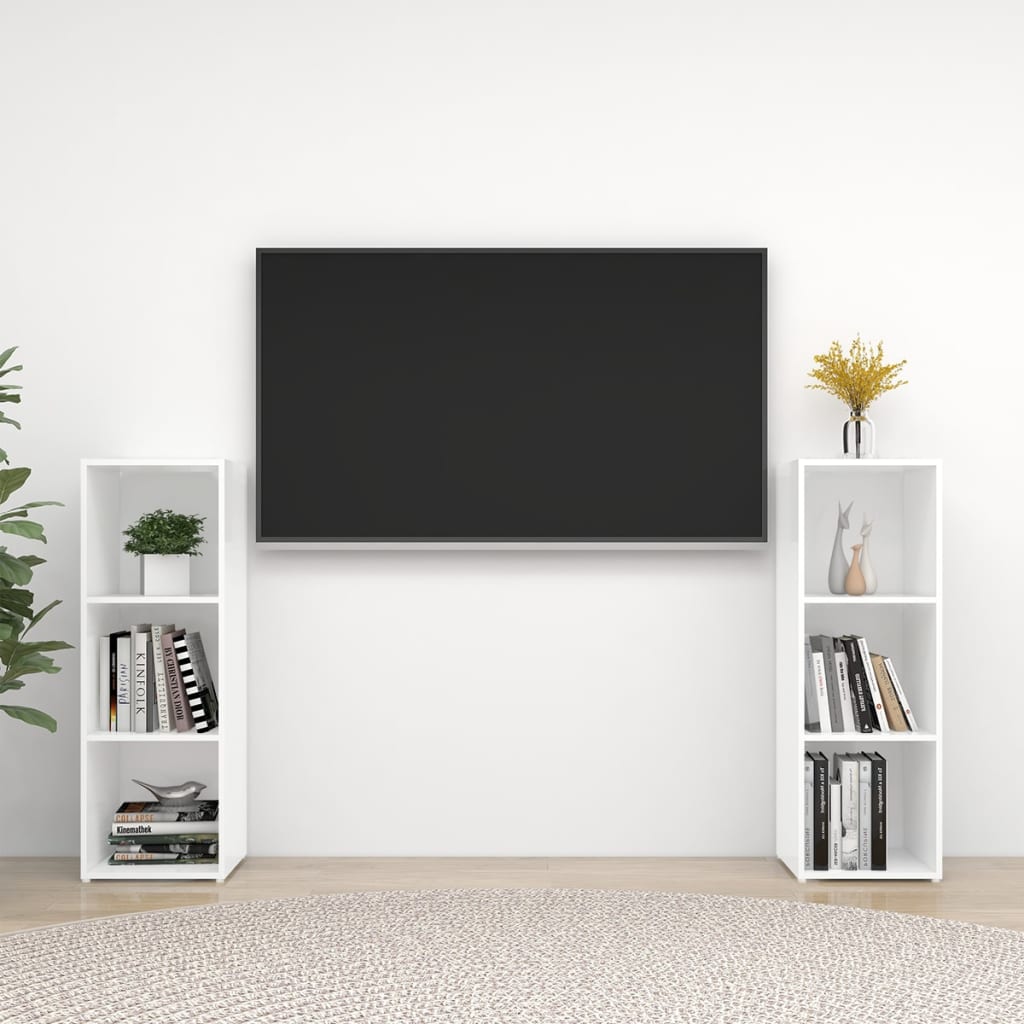 Tv Skříňky 2 Ks Bílé 107 X 35 X 37 Cm Dřevotříska