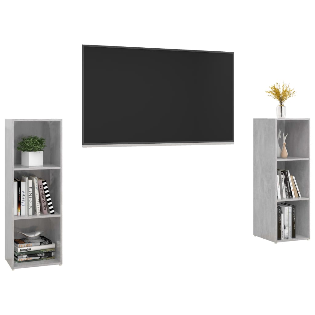 Tv Skříňky 2 Ks Betonově Šedé 107 X 35 X 37 Cm Dřevotříska
