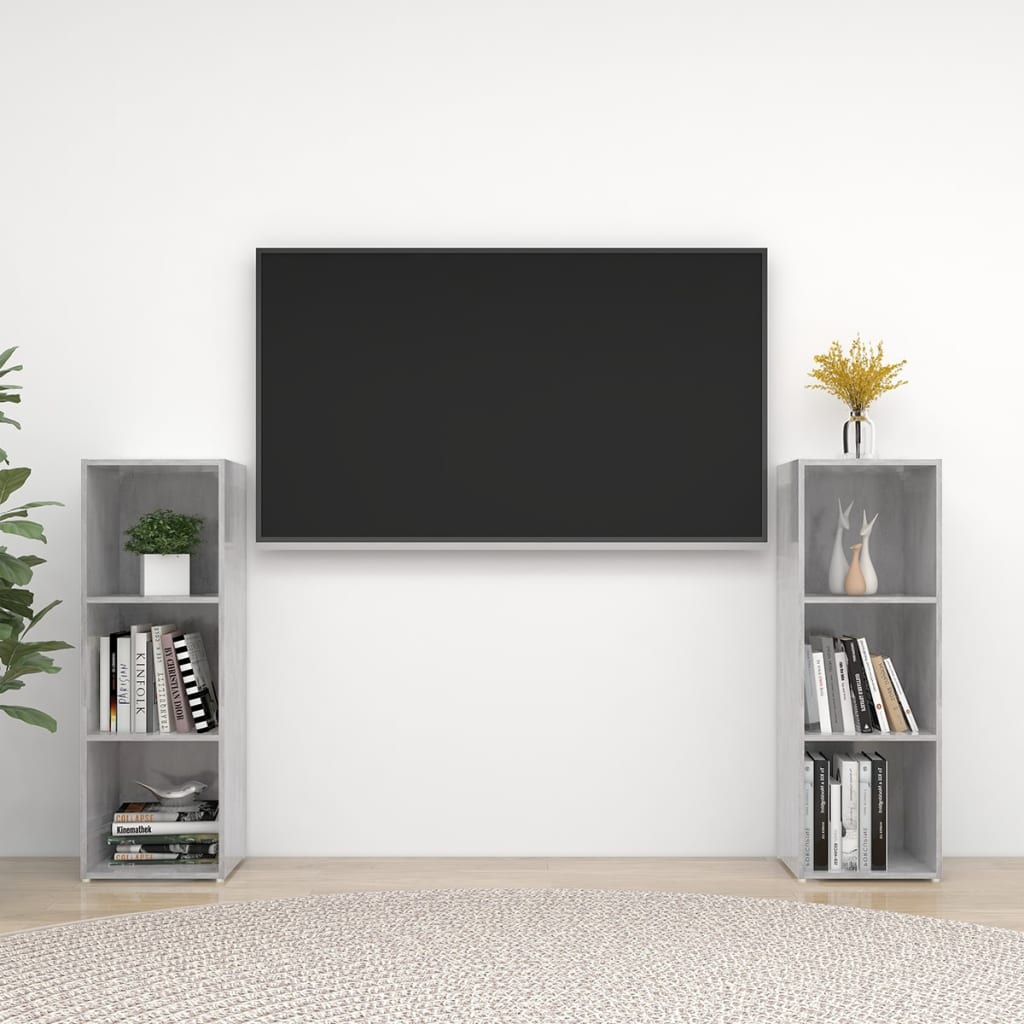 Tv Skříňky 2 Ks Betonově Šedé 107 X 35 X 37 Cm Dřevotříska