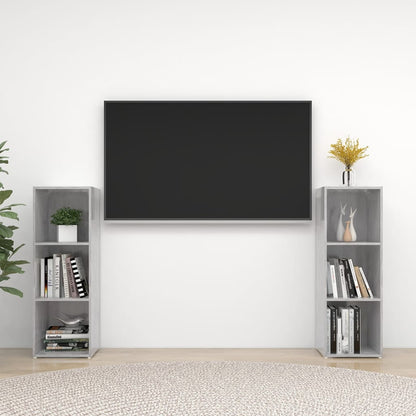 Tv Skříňky 2 Ks Betonově Šedé 107 X 35 X 37 Cm Dřevotříska