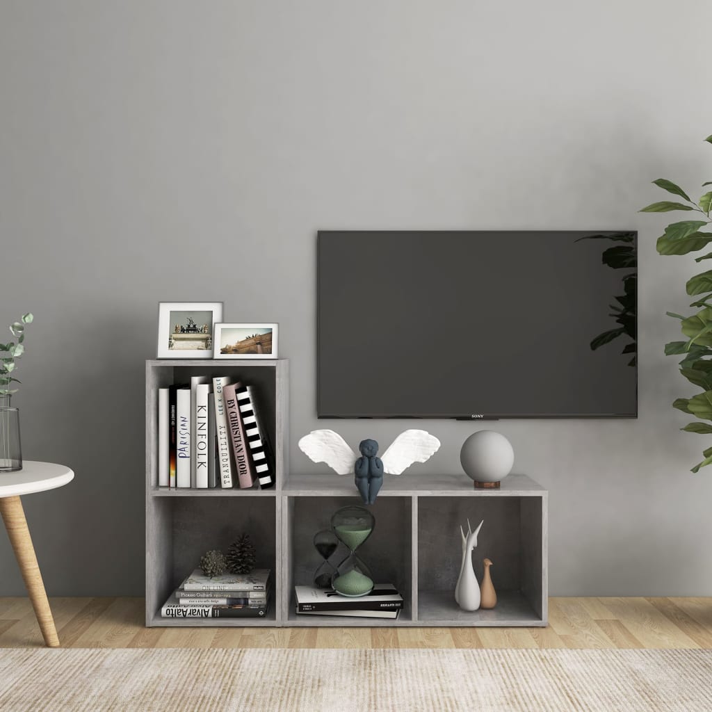 Tv Skříňky 2 Ks Šedé Vysoký Lesk 72X35X36,5 Cm Kompozitní Dřevo