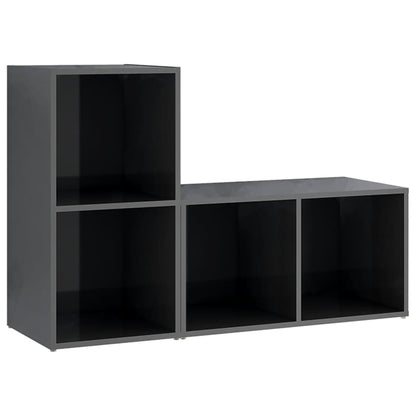 Tv Skříňky 2 Ks Šedé Vysoký Lesk 72X35X36,5 Cm Kompozitní Dřevo