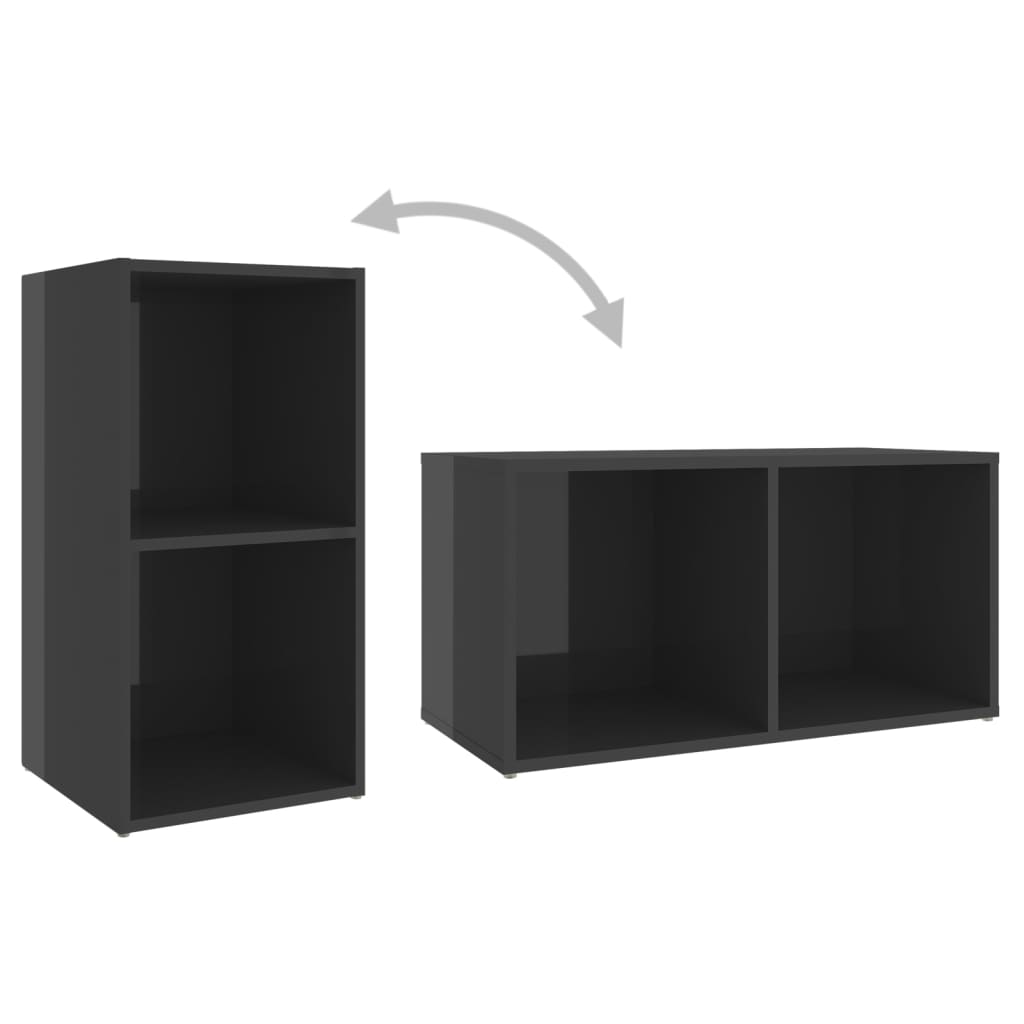 Tv Skříňky 2 Ks Šedé Vysoký Lesk 72X35X36,5 Cm Kompozitní Dřevo