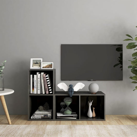 Tv Skříňky 2 Ks Šedé Vysoký Lesk 72X35X36,5 Cm Kompozitní Dřevo