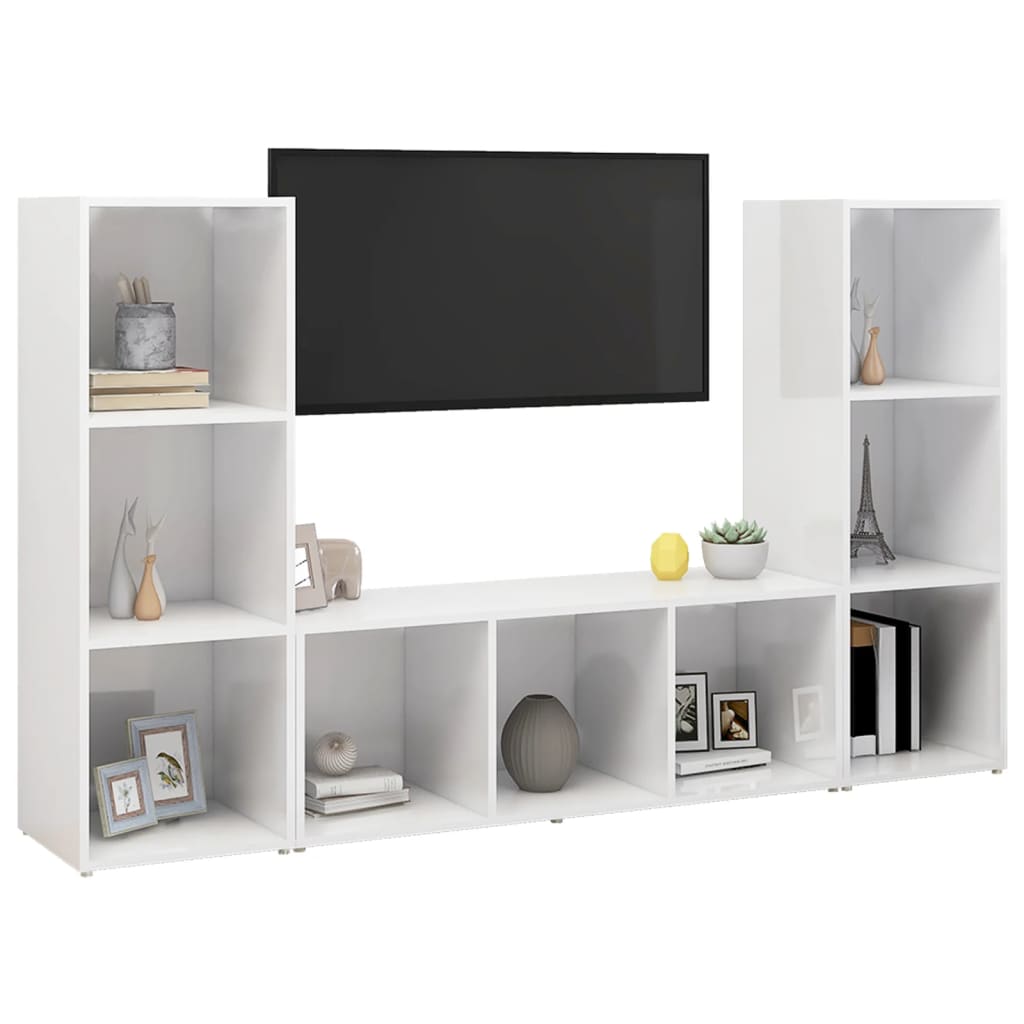 Tv Skříňky 3 Ks Bílé 107 X 35 X 37 Cm Dřevotříska