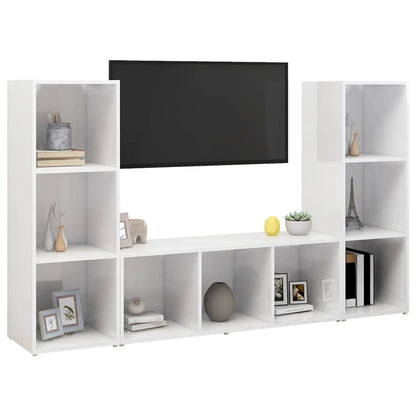Tv Skříňky 3 Ks Bílé 107 X 35 X 37 Cm Dřevotříska